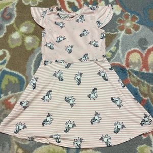 Btween Toddler Size 4 pink and white stripes unicorn dress-Great used condition